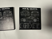 Mazda MX-5 / Miata Blueprint Ceramic Coaster Set – NA NB NC ND – Set of 4 with Holder
